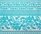 Turquoise-White Nylon Floral Multi Stripe Printed Mesh Lace Knit Fabric By the Yard